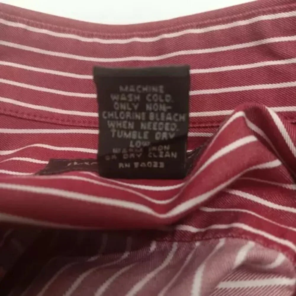 Banana Republic Mens Button‎ Up Shirt Size XL Maroon/White Stripe Cotton EUC